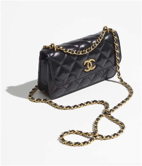 chanel mini phone holder|Chanel phone holder with chain.